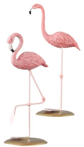 ASAKKURA Figuras de Flamencos de Resina Rosa para Decoración del Hogar 2 Piezas Diseño Artístico y Natural Ideales para Comedor y Sala