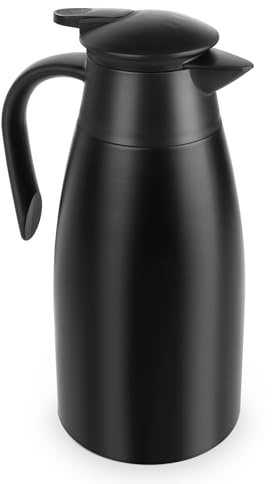 Thermoskanne 2 Liter, Isolierkanne 304 Edelstahl, Kaffeekanne Thermo 24 Stunden Wärmedämmung, Teekanne Doppelwandige Vakuum, Warmhaltekanne für Kaffee, Tee, Wasser, Getränk
