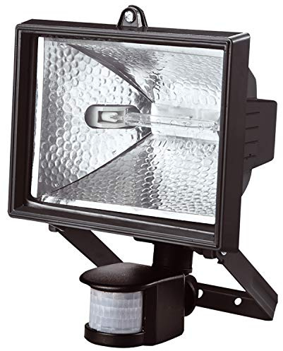 Taylor & Brown 400W Black Aluminium Halogen Floodlight Security Light with PIR Motion Sensor - 12m Range with 180 Degree Adjustable Detection Angle and Sensitivity Settings