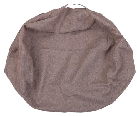 BRRNOO Förvaring för Gosedjur [Märke] Bean Bag Stolsöverdrag Plyschleksaksförvaring Ottomanskt överdrag Leksaksarrangör Mjukt Tyg Blixtlåsflik Rund Fotpallsöverdrag med Mångsidig (Linne brun)