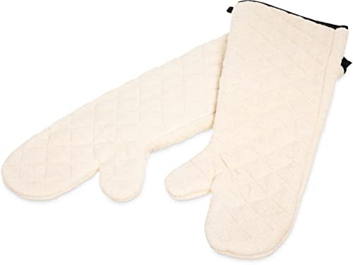 San Jamar Conventional Style Oven Mitt, Heat Resistant Pot Holder Gloves for Cooking and Baking, 24, 1 Pair, Natural