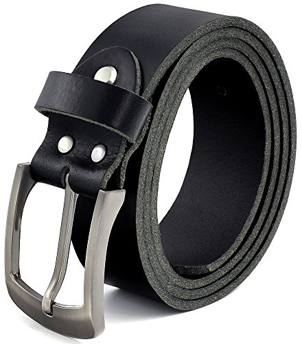 Fa.Volmer ® Gürtel Herren Ledergürtel aus Büffelleder für Männer Jeans Anzug Echtleder Schwarz 38mm breit kürzbar #10125