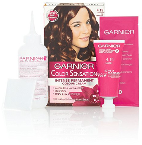 Garnier Color Sensation - Coloración intensa permanente - 3 cremas de color 4.15 (chocolate)