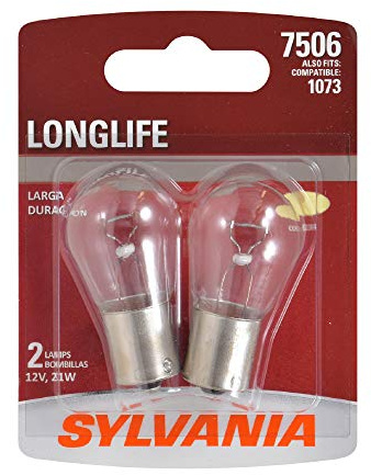 SYLVANIA - 7506 Long Life Miniature - Bulb, Ideal for Daytime Running Lights (DRL) and Back-Up/Reverse Lights (Contains 2 Bulbs)