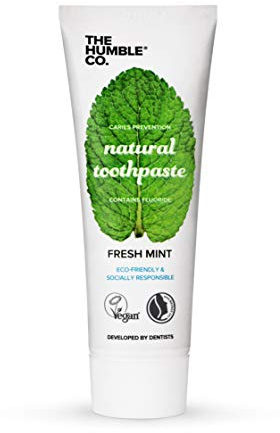 The Humble Co. Natürlich Zahnpasta mit Fluorid (1 x75ml) | Frische Minze | Umweltfreundlich, Vegan, Zuckerfrei, von Zahnärzten empfohlen - Verhindert Mundgeruch, Karies, Plaque