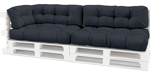 Spatium Palettenkissen Set abnehmbar Bezug wasserdicht gesteppt Palettenauflage Palettenpolster Palettensofa Palettenmöbel Anthrazit 5er Set