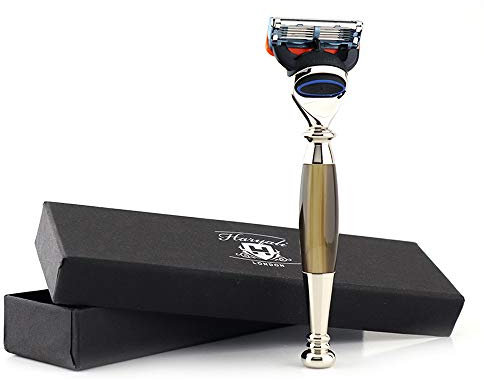 Haryali London 5 Edge Cartridge Shaving Razor With Horn Replica Handle Beard And Mustache Perfect Shave Safety Razor For Men And Women