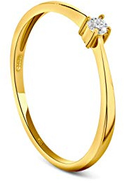 MIORE Schmuck Damen 0.05 Ct Diamant Verlobungsring mit Solitär Brillant Ring aus Gelbgold 9 Karat/ 375 Gold