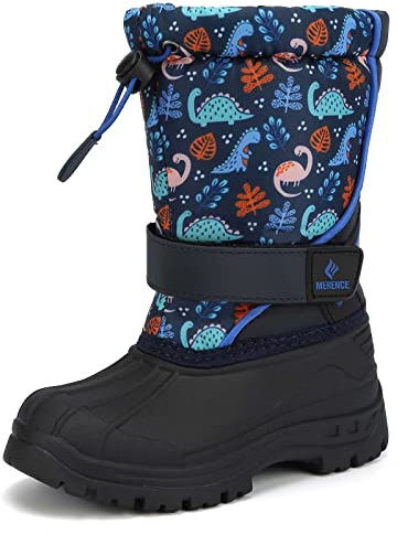 CIOR Kids Snow Boots for Boys Girls Toddler Winter Outdoor Boots Waterproof with Fur Lined(Toddler/Little Kids/Big Kid) U121WXZ002-Dinosaur Blue-23