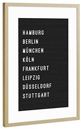 artboxONE Poster mit Rahmen Gold 30x20 cm Letterboard Städte Deutschland von Hafenkönigin - gerahmtes Poster