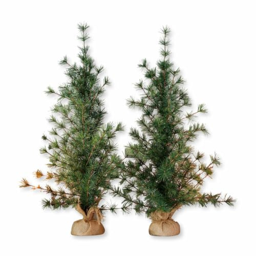 Loberon Deko-Baum 2er Set Bohicon - Weihnachtsbaum - Schmuckbaum Winter - Immergrüne Weihnachtsdeko - 70 cm, grün/braun | Baum 2er Set Bohicon - Weihnachtsbaum - Schmuckbaum Winter - Immergrüne Weihnachtsdeko - 70 cm