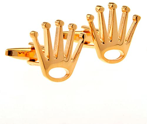 Generic Manschettenknöpfe mit Krone aus echtem Goldstahl, französische Hemdmanschetten für Herren