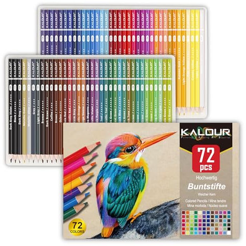 KALOUR set di 72 matite colorate, con nucleo morbido, perfette per disegnare e per creare ombre, ideale come regalo per adulti e principianti, nonché per gli artisti.