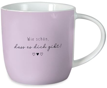 Grafik-Werkstatt Kaffeetasse mit Spruch 300 ml Porzellan Tasse Wie schön, dass es dich gibt!, Lila
