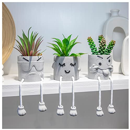 VENY TAYA 3PCS Cute Artificial Plants Office Decor for Women and Men, Small Fake Plants Decor for Bedroom and Bathroom, Lovely Faux Succulent Desk Decor for Office and Home