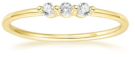 Titaniumcentral Damen Schmal Vorsteckring Gold 14K Vergoldet Zirkonia Schlicht Zierlich Verlobungsringe Eheringe Trauringe (52 (16.6))