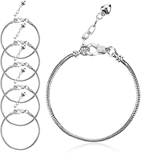 Abeillo 6 Stück Einstellbar Armband, DIY Anhänger Charms Armband Kette mit Karabinerverschluss Schmuckherstellung Zubehör