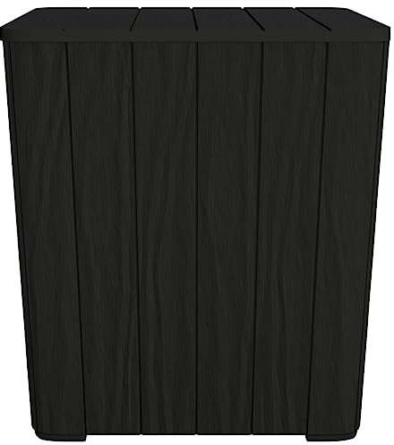 Makastle PP Gartentisch Beistelltisch Loungetisch mit Stauraum, Deckel Abnehmbar, Schwarz Holz-Optik 38,5 x 38,5 x 42 cm