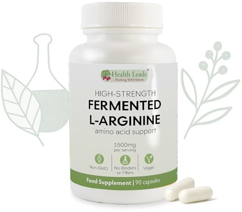 Fermented L-Arginine 1,500 Milligrams | High Strength Amino Acid | 90 Vegan Capsules | Naturally Derived | Non-GMO | Made in the UK