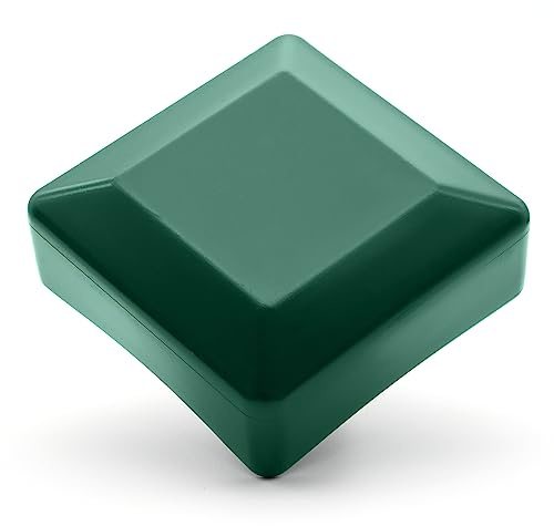 Enkotrade 4 Stück Zaunkappen Grün für Außenmaß 80x80mm, Rohrkappen aus hochwertigem Kunststoff, Pyramide Quadratisch Zaunpfostenkappen Pfahl Deckel Zaunabdeckung