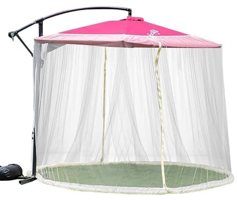 Surakey Ombrellone da patio, zanzariera, con porta con cerniera, rete in poliestere, universale, per esterni, giardino, campeggio, spiaggia, cortile, mercato (beige, 300 x 230 cm)