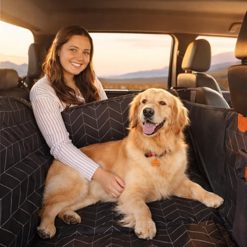 Boops & Floofs Convertible Back Seat Extender for Dogs, Half Seat Extender, Non-Slip Waterproof Hard Bottomed Hammock, Allows Passengers (PAT Pending 63/550,158)