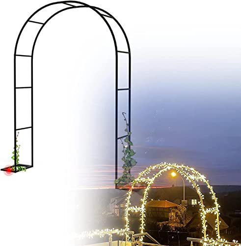 Arche Jardin Aluminium Largeur, Arche À Rosiers Métal, Filet À Plantes Grimpantes, Filet de Treillis, pour Récolte de Concombres, Légume, Vignes, Plantes Grimpantes,Noir,120x220x40CM
