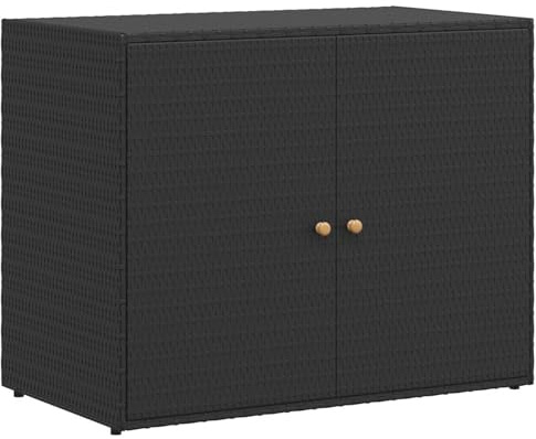 Homgoday Gartenschrank Aufbewahrungsschrank Geräteschrank Spindschrank Terrassenschrank Balkonschrank Werkzeugschrank Schrank Garten Balkon Schwarz 100x55,5x80 cm Poly Rattan