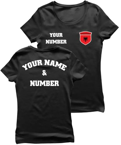 Fussball Trikot Damen | Personalisiertes Albanien 2026 T Shirt mit Eigenem Namen und Nummer