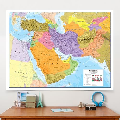 Große politische Wandkarte des Nahen Ostens, Aktualisiert, laminiert | Maps International - 122 x 91,4 cm