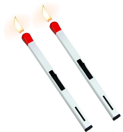 Lot de 2 briquets allumettes, compacts et Portables, Rechargeables, Taille de Flamme réglable, Briquet au Butane en Forme de Bougie, Cadeau d'anniversaire for Homme, Papa, Mari (Color : B)