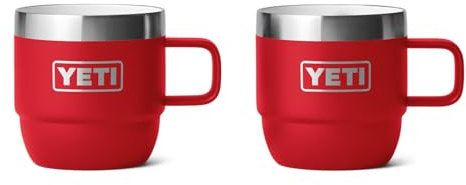 YETI Rambler Espresso Mug, Vacuum Insulated Stainless Steel Stackable Mug, Rescue Red, 2 Pack 6 oz (177 ml)