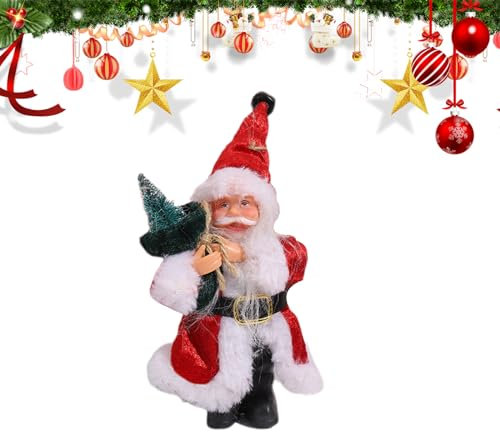 20 cm Christmas Santa Claus Figurine Ornament, Realistic Standing Santa Claus Doll, Traditional Santa Figure Xmas for Christmas Window Table Home Gift DIY Ornaments Festival Decoration (B)