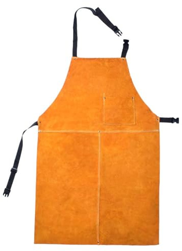 Senvitate Leather Welding Work Apron for Men, Heat & Flame Resistant Bib Apron Tools Apron, Heavy Duty Blacksmith Work Apron, Suitable for BBQ/Welding/Cutting/Metal Processing