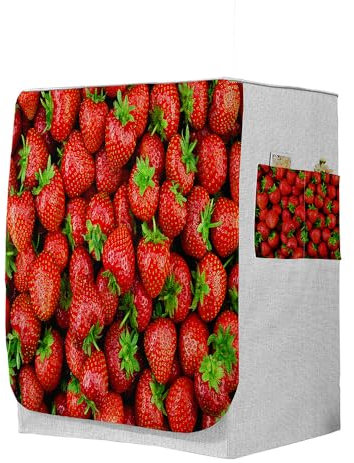 Highdi 3D Housse de Protection pour Machine à Laver, Chargement Frontal Housse à La Poussière avec Ouverture Frontale (Capacité S 6~7,5kg,Plantes fruitières 8)