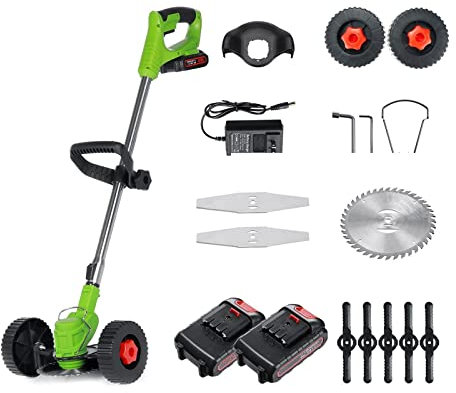 Cortadora de césped, cortacésped, cortasetos Cortacésped eléctrico inalámbrico de 1800W y 21V, cortacésped, cepillo de malas hierbas, cortador de longitud ajustable, herramienta de poda de jardín para