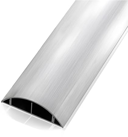 RobustWeg Kabelkanal, Halbrunde Kabelführungen, Kabelabdeckung, Kabelschutz, Kabelschacht, Aluminium, TV Kabelkanal, Überstreichbar, Wand, Decke, Sockel, Boden