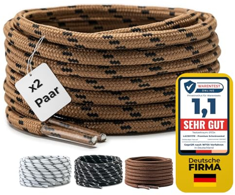 LaceHype 2 Paar Premium Schnürsenkel rund 4,5 mm Schühbänder aus Polyester | Reißfeste Schuhbänder für Arbeitsschuhe, Stiefel, Outdoorschuhe und Sportschuhe, Boots, Shoe Laces