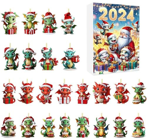 Calendario De Cuenta Regresiva De Navidad Para El, Calendario De Adviento Dinosaurio 2024 | Impresionante Colgante De Navidad,Caja De Calendario De Adviento De Dinosaurios, Figuras De Dinosaurios De