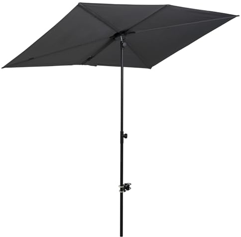 Grand patio Sonnenschirm Balkon mit Druckknopfneigung, 6 Rippen, Gartenschirm, Terrassenschirm für Rasen, Deck, Hinterhof, Pool,UV-Schutz 50+, 183CM × 134CM, Rechteckig-Schiefergrau