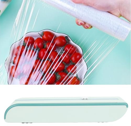 Cling Film Cutter with Suction Cups, Magnetic Bidirectional Sliding Plastic Wrap Dispenser Cutter, Reusable Cling Film Dispenser for Tin Aluminum Foil Baking Paper Wax Paper