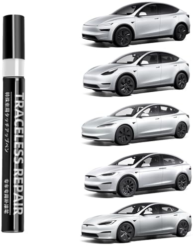 TOPABYTE Lackstift für Tesla Model Y Juniper Model 3 Highland Model X Model S Autolack Ausbesserungslacke Weiß Lackstifte Auto DIY Kratzer Reparatur, Pearl White Multi-coat - PPSW