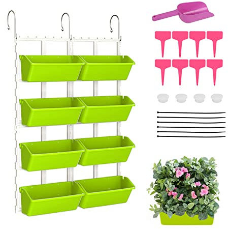 Vertikale Pflanztaschen zum Aufhängen an der Wand, 8 Stück, selbstbewässernde Taschen für Innen/Außen/Balkon, einfache Installation, lebende grüne Wanddekoration.