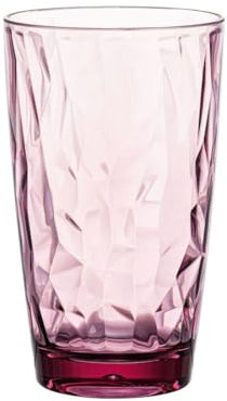 PEGANE Lot de 24 gobelets à boire ronds JIN, verres 50cl pour eau, jus, lait, en verres transparent avec motif à facettes coloris violet - Dimension: 8,5 x 14,5 cm