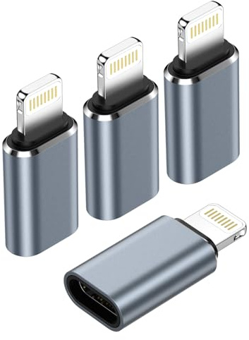 Gaef USB C auf Lightning Adapter (4 Stück), Adapter Lightning auf USB C | iPhone USB Adapter für iPhone 14/13/12/11/X/i Pad/Airpads, PD Schnelles Laden/Datenübertragung, Nicht für Kopfhörer/Audio/OTG