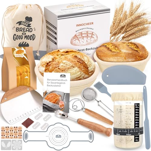 Gärkörbchen Für Sauerteig Starter Set, 25cm & 23cm Gärkorb Brot Backen