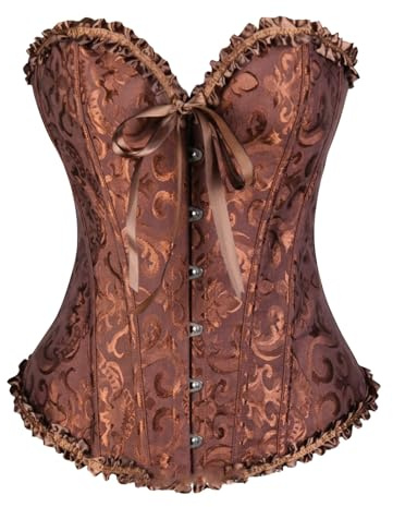 JVHYANFUL Korsett Damen Vollbrust Corsage Tops Gothic Vintage Corsagen Bustier Corsette üBergrößE Bridal WäSche Korsage Top Klassische Brokat Unterbrust Satin Lace Up Shaper