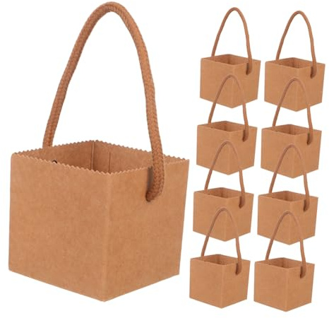 Carta Kraft Sacchetti Regalo 50 Pezzi con Manico per Piante | Rivestimento, Corda in Nylon Resistente, per Piante Grasse e Mazzi Verdi, Regalo e Visite