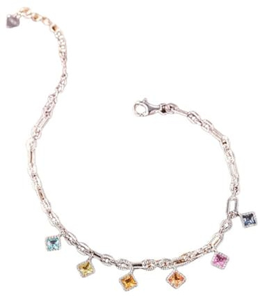 Armband Gold 585, Damen Armband Weissgold Im Labor Hergestellter Saphir 1.25 Karat 14 Karat Weißgold