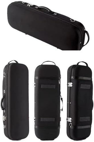 Geigenkasten Mehrfarbiger quadratischer Violinenkoffer 4/4 3/4 Stoßfester Verbundfaser-Violinenkoffer Professioneller Gitter-Quadratkasten(Black 3 4)